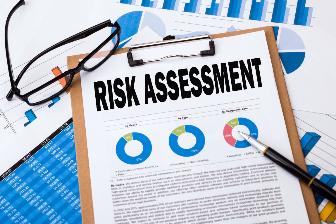A risk assessment chart on a clipboard.